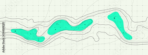 Topographic map background. Geographic line map with elevation assignments. Contour background geographic grid. Vector illustration.
