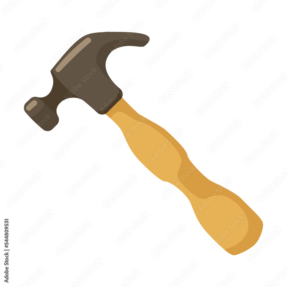 double ended hammer with nail puller, cartoon illustration. Building tools or service. Trowel, hummer, screwdriver, rule isolated on white background double ended hammer with nail puller, cartoon illustration. Building tools or service. Trowel, hummer, screwdriver, rule isolated on white background