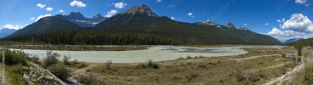 View of Athabasca River from Icefields Parkway in Jasper National Park,Alberta,Canada,North America
