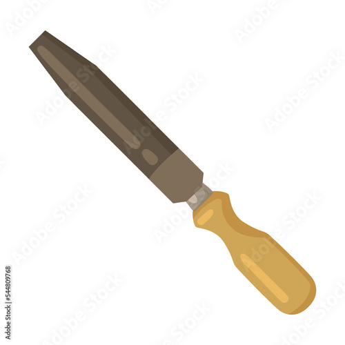 file for metal. Construction instrument, cartoon illustration. Building tools or service. Trowel, hummer, screwdriver, rule isolated on white background