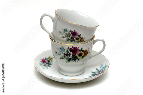 Wallpaper Mural Empty ceramic cup with floral pattern on white background Torontodigital.ca