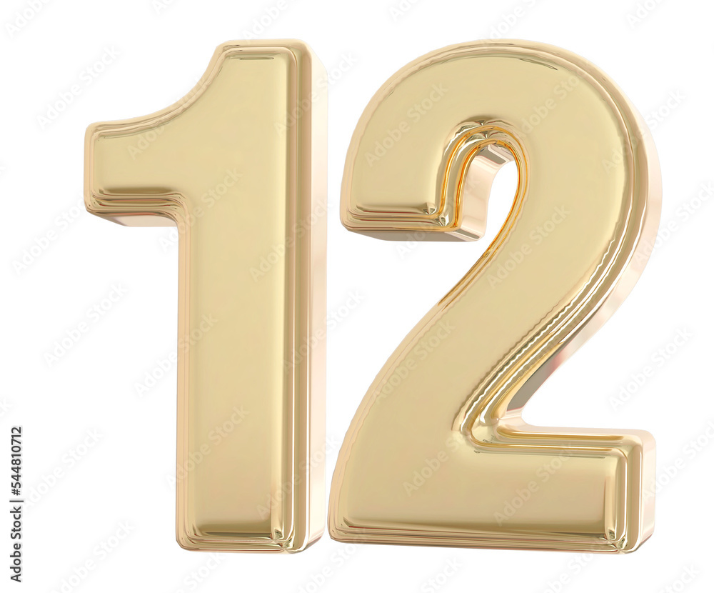 3d number 12 gold