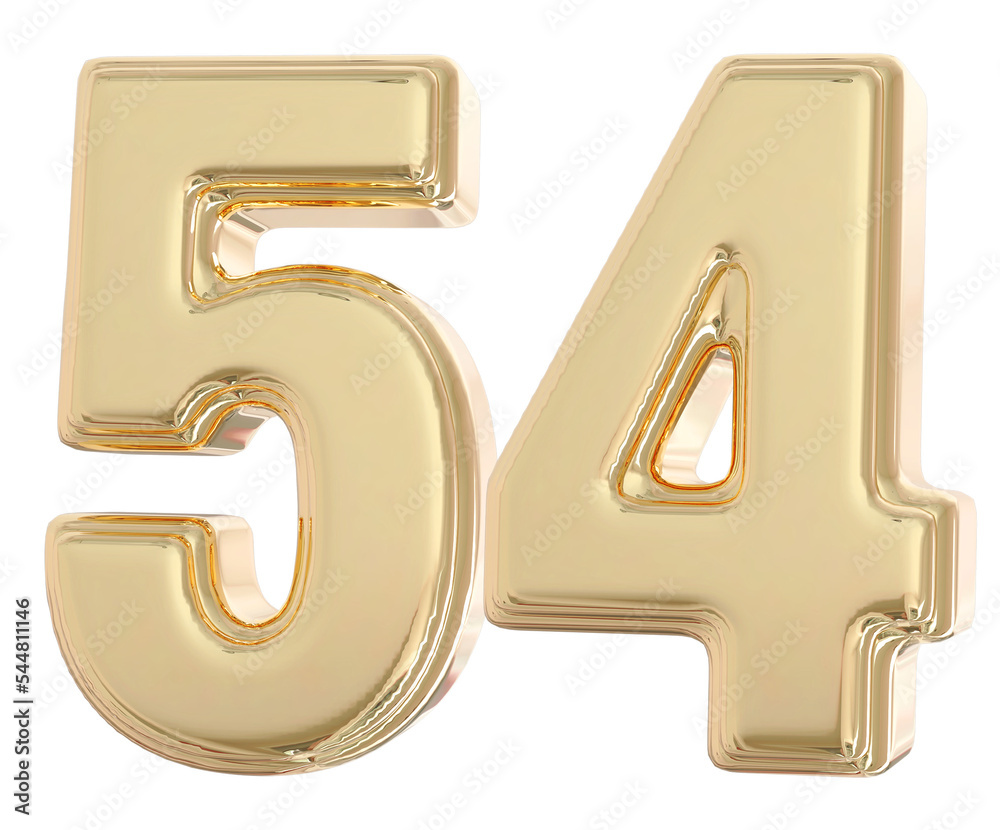 3d number 54 gold 3d number 54 gold