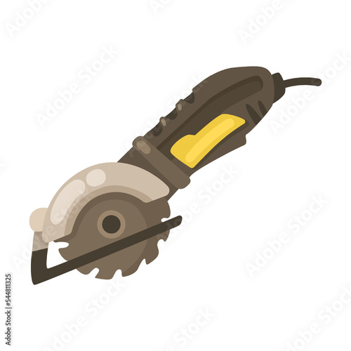 manual electric grinder. Construction instrument, cartoon illustration. Building tools or service. Trowel, hummer, screwdriver, rule isolated on white background