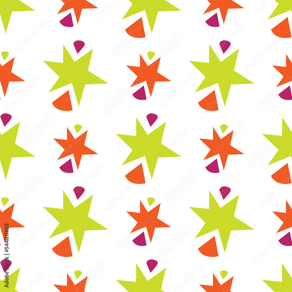 Abstract seamless pattern with nature shapes and stars Abstract seamless pattern with nature shapes and stars