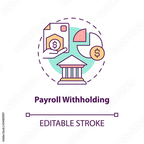 Payroll withholding concept icon. Employee grievances on wage issue abstract idea thin line illustration. Isolated outline drawing. Editable stroke. Arial, Myriad Pro-Bold fonts used