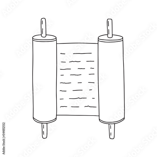 Hanukkah torah simple doodle illustration. Vector torah scroll isolated