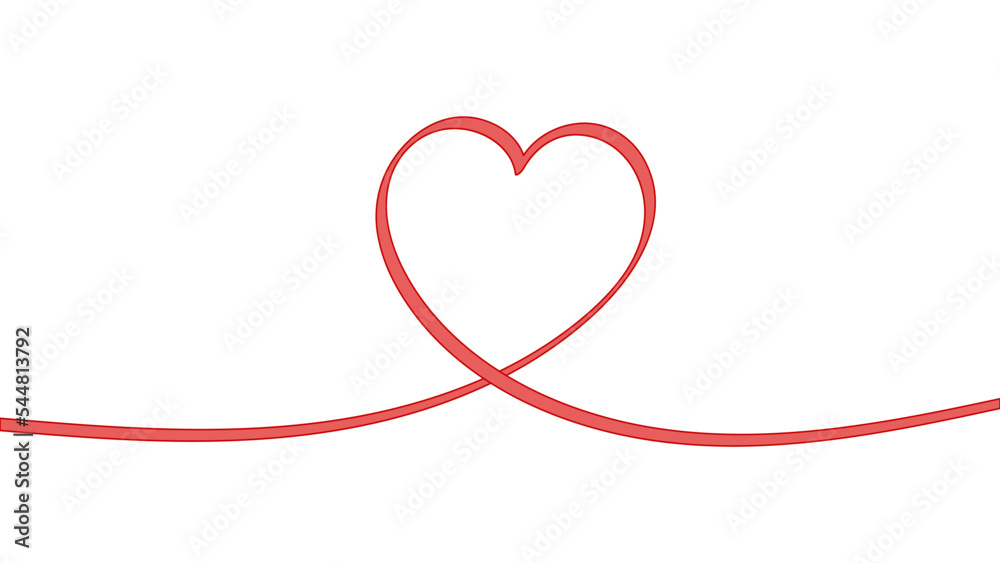 Red heart drawn thin pen, love wedding doodle, sketch valentine