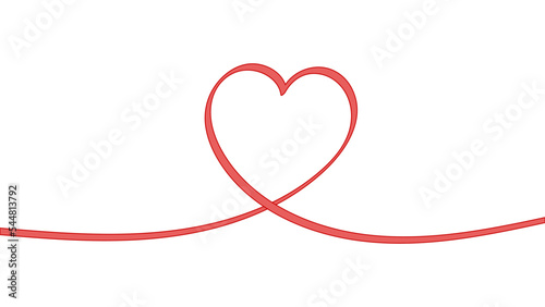Red heart drawn thin pen, love wedding doodle, sketch valentine
