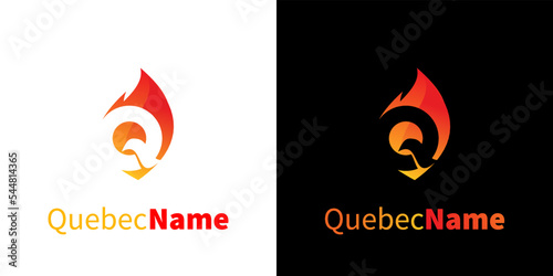 Q logo set. isolated fire negative space alphabet logo. vector illustration
