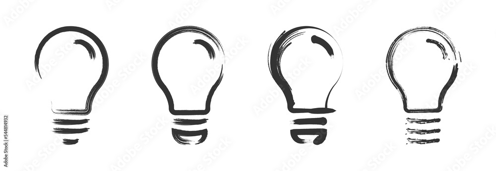 Grunge textured light bulb icon set. Stock Vector | Adobe Stock