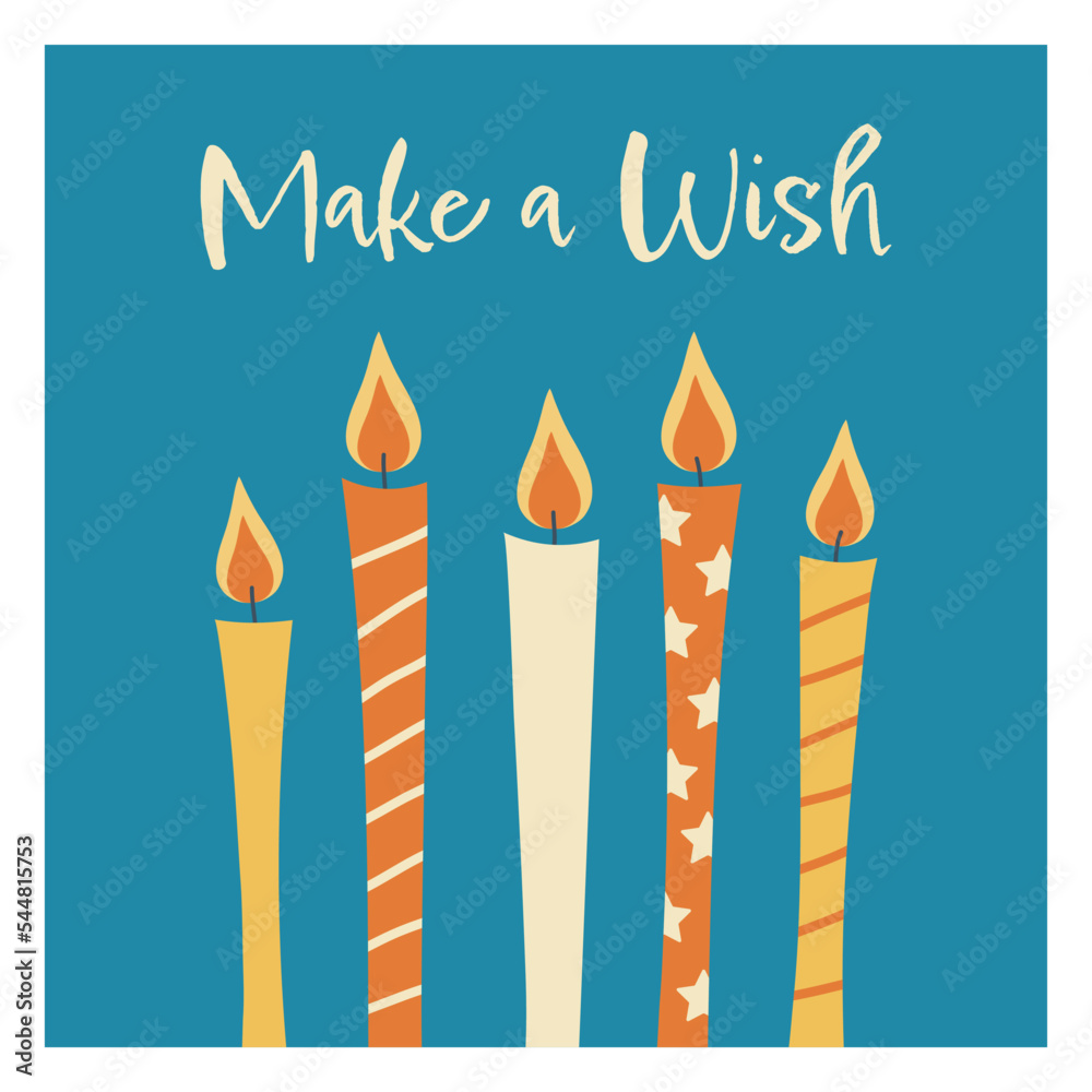 Happy birthday greeting card with candles, hand drawn style. Happy birthday greeting card with candles, hand drawn style.