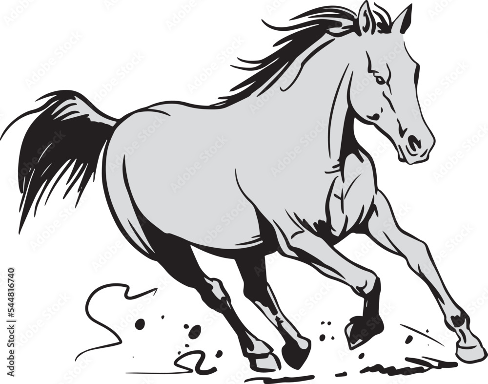 Realistic vector illustration of a horse in a race
