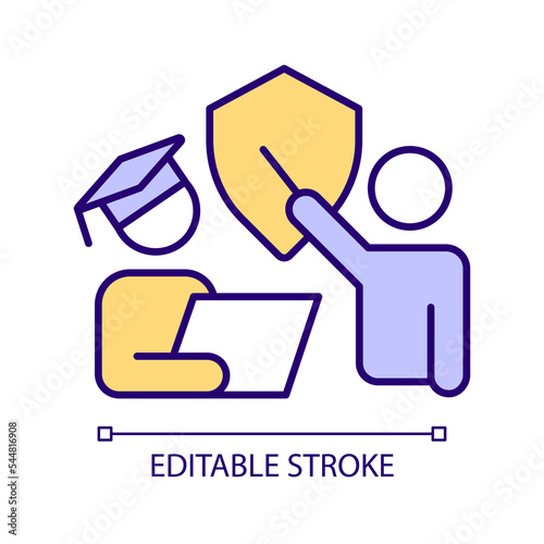 Security education program RGB color icon. Digital risk awareness. Internet safety training. Prevention. Isolated vector illustration. Simple filled line drawing. Editable stroke. Arial font used