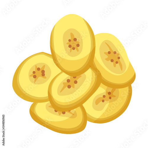 dried banana fruit cartoon illustration. Dried Tropical fruit, food isolated on white background