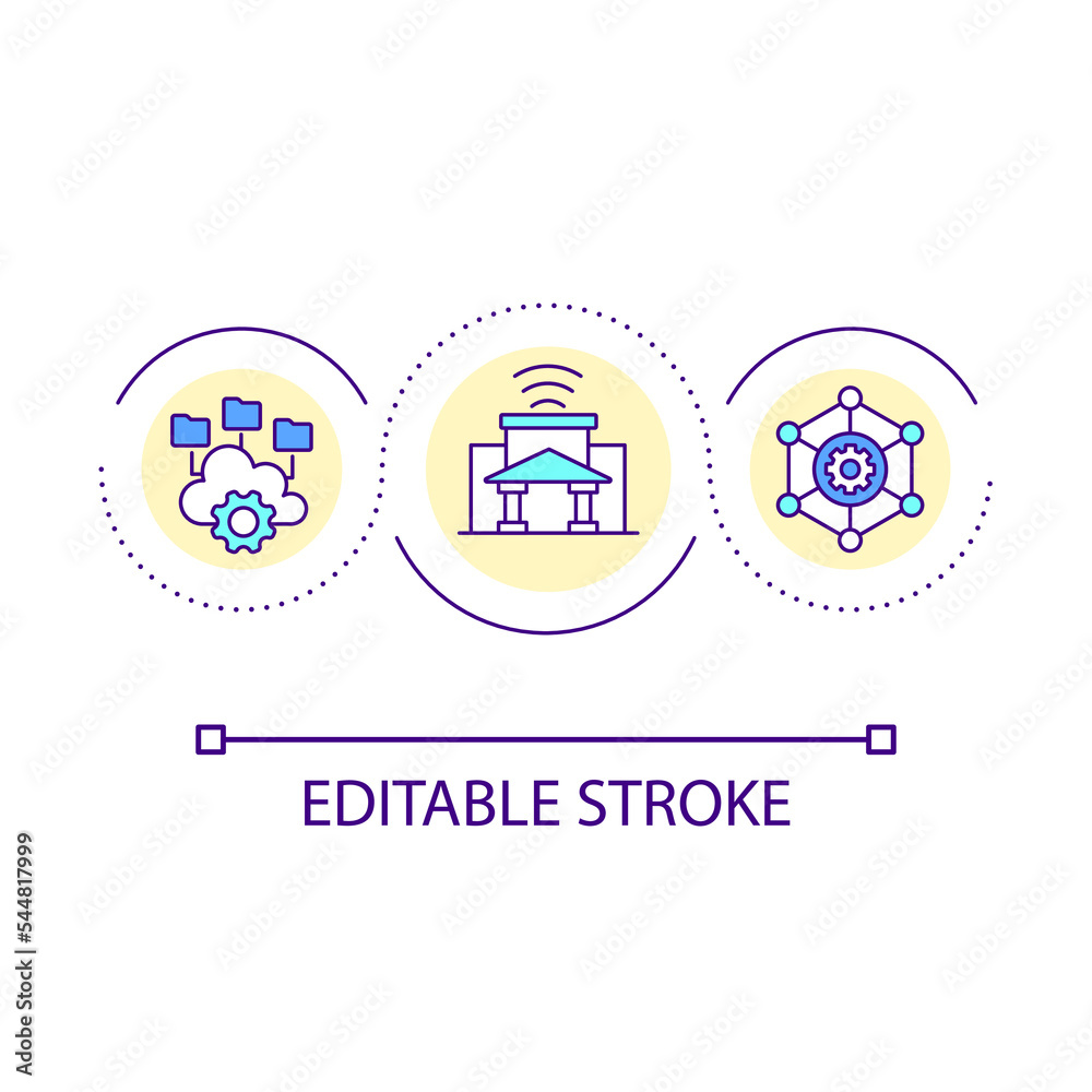 Access to education online loop concept icon. Cloud storage of learning materials. Studying abstract idea thin line illustration. Isolated outline drawing. Editable stroke. Arial font used Access to education online loop concept icon. Cloud storage of learning materials. Studying abstract idea thin line illustration. Isolated outline drawing. Editable stroke. Arial font used