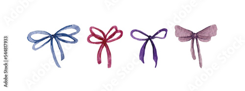 Watercolor festive, holiday, gift bow, ribbon, soft illustration, simple, cute, celebration