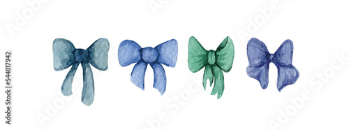 Watercolor festive, holiday, gift bow, ribbon, soft illustration, simple, cute, celebration