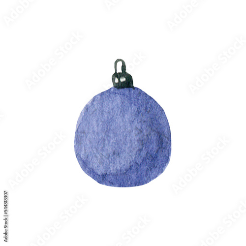 Watercolor Christmas tree toy, soft illustration, single, simple, cute