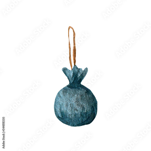 Watercolor Christmas tree toy, soft illustration, single, simple, cute