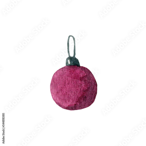 Watercolor Christmas tree toy, soft illustration, single, simple, cute