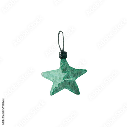 Watercolor Christmas tree toy, soft illustration, single, simple, cute