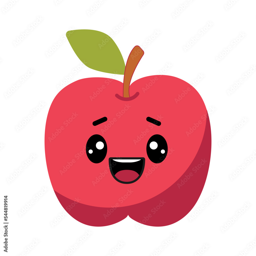 Cute fruit with kawaii eyes. Flat design vector illustration on white background Cute fruit with kawaii eyes. Flat design vector illustration on white background