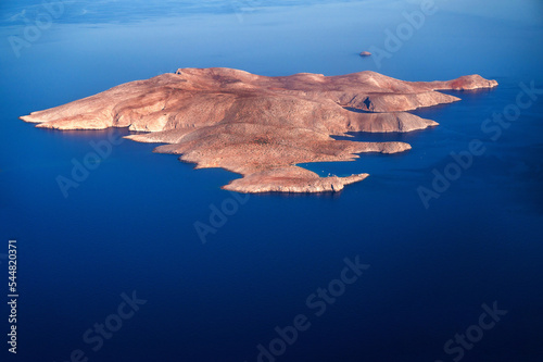 Aerial view to Dia island in blue sea water, Crete.