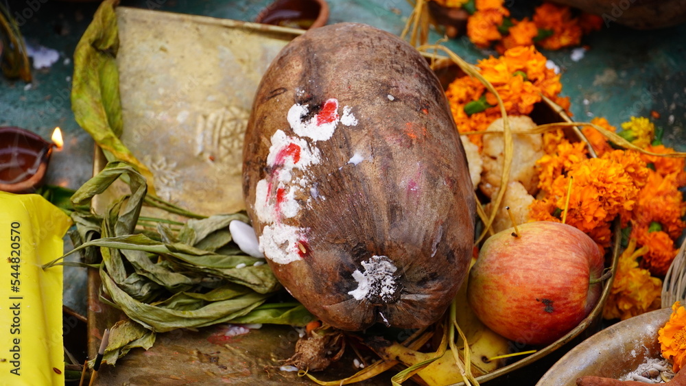 Φωτογραφία Chhath Puja ,Hindu devotee offer prasad ,fruits, vegetables