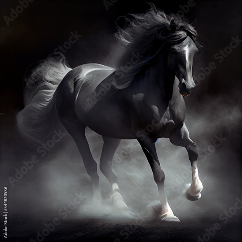 Gorgeous white horse illustrated portrait  stunning illustration generated by Ai  is not based on any original image  character or person