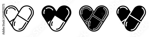 Pills icon vector set. antibiotic illustration sign collection. medicines symbol. drug logo. medicine mark.