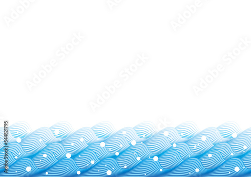 グラフィカルな波の連続の海　シームレスなパターン　フレーム