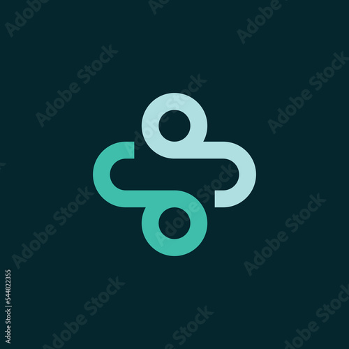 modern and geometric medical logo. 2 people hugging each other