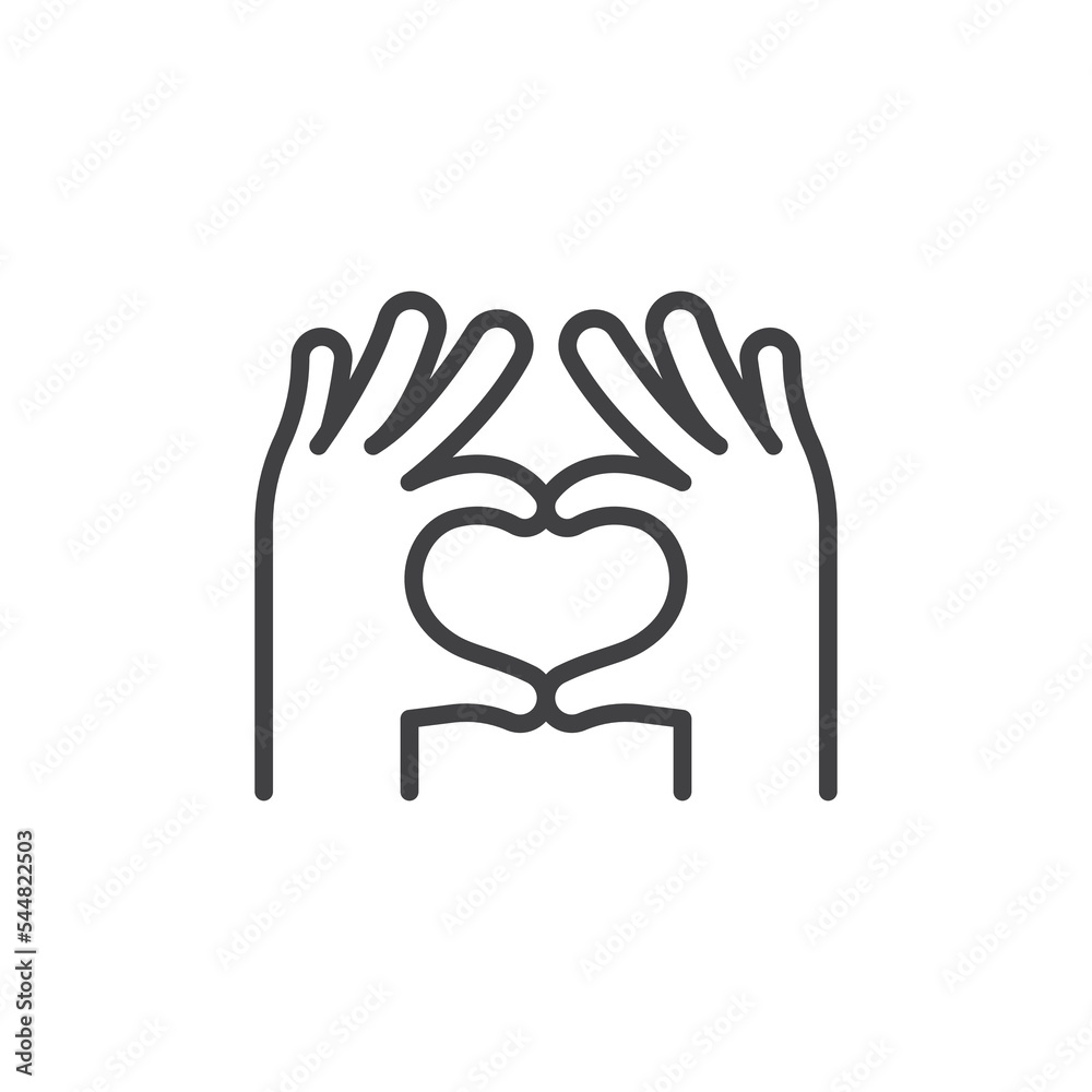 Hand heart gesture line icon Hand heart gesture line icon