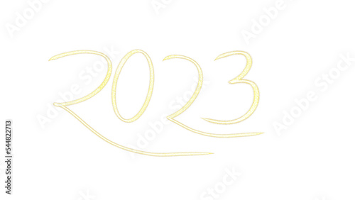 2023 new year typography design. happy new year. colors of gold glitter typographic illustration with free spaces. © SMshuvo
