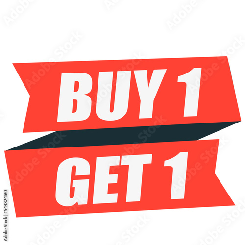 Buy 1 get 1 free promotion banner with ribbon