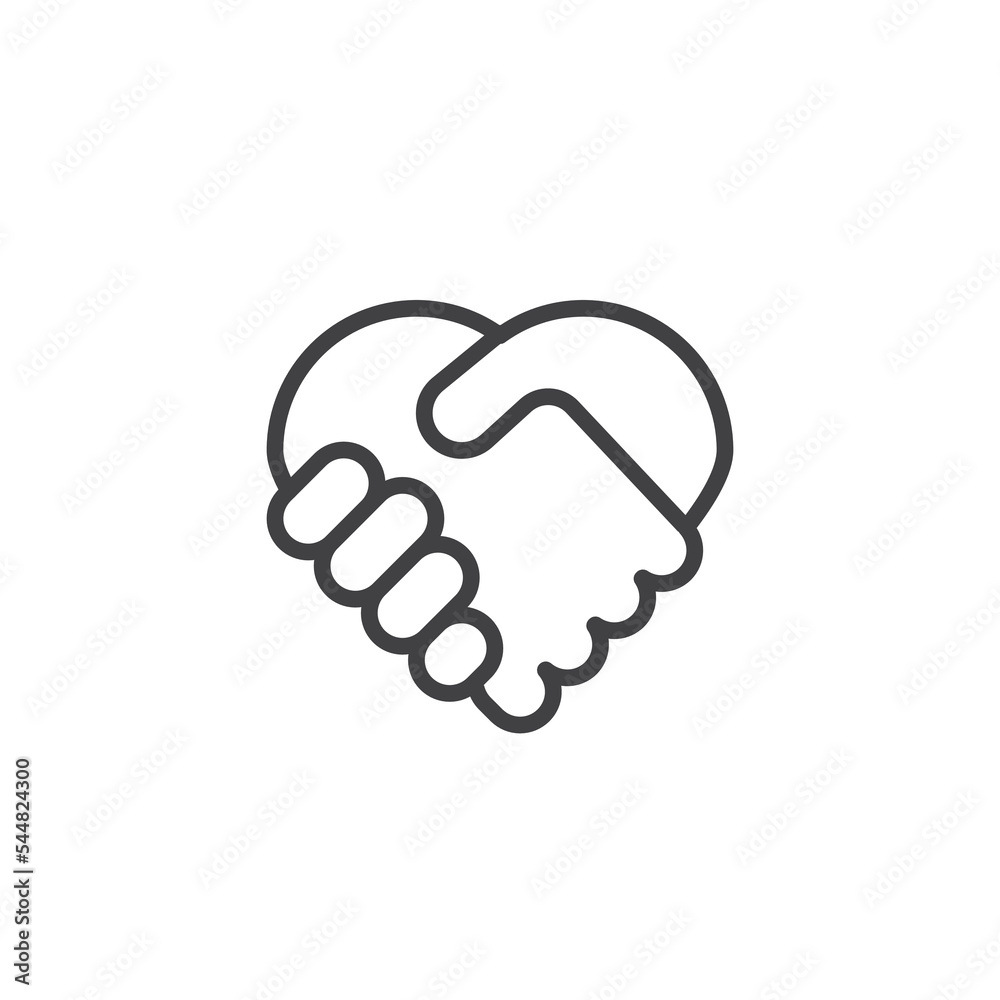 Heart shape handshake line icon Heart shape handshake line icon