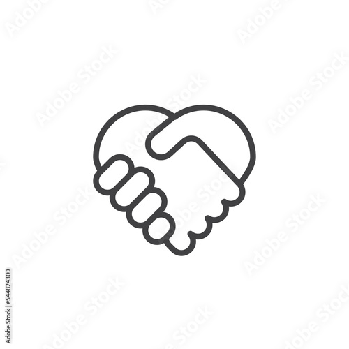 Heart shape handshake line icon