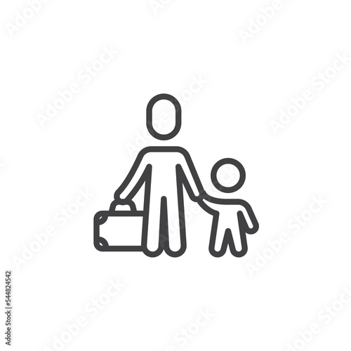 Refugees helping line icon