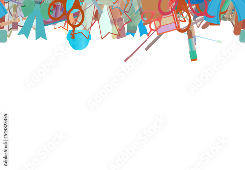 Background pattern abstract seamless design texture. Horizontal stripe. Border frame, transparent background. Theme is about barbershop, scissors, Barber pole, makeup, cosmetics, salon, toiletry