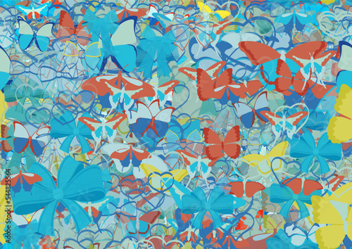 Background pattern abstract seamless design texture. Theme is about wildlife, art, decoration, romance, exotic, ribbons, hearts, silhouette, delicate, wild, background, beautiful, embellishment
