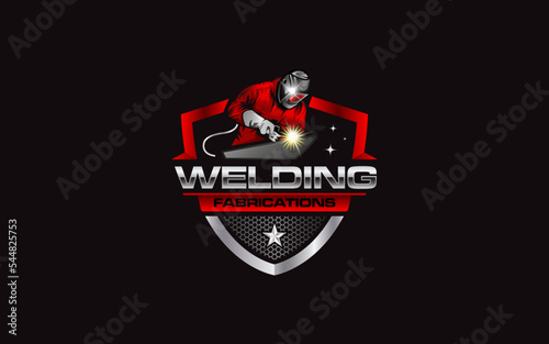 Illustration vector graphic of custom welding fabrication company logo design template
