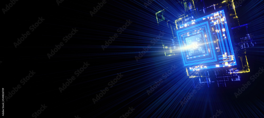 3D rendering of cyberpunk AI. Circuit board. Technology background. Central Computer Processors CPU and GPU concept. Motherboard digital chip. Tech science background. 3D rendering of cyberpunk AI. Circuit board. Technology background. Central Computer Processors CPU and GPU concept. Motherboard digital chip. Tech science background.