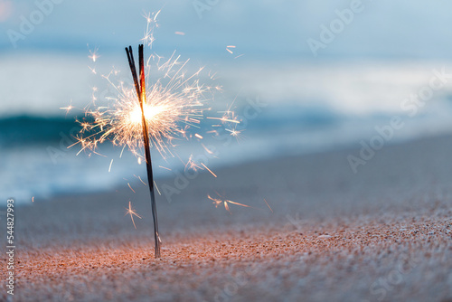 Bengal lights on the beach near ocean