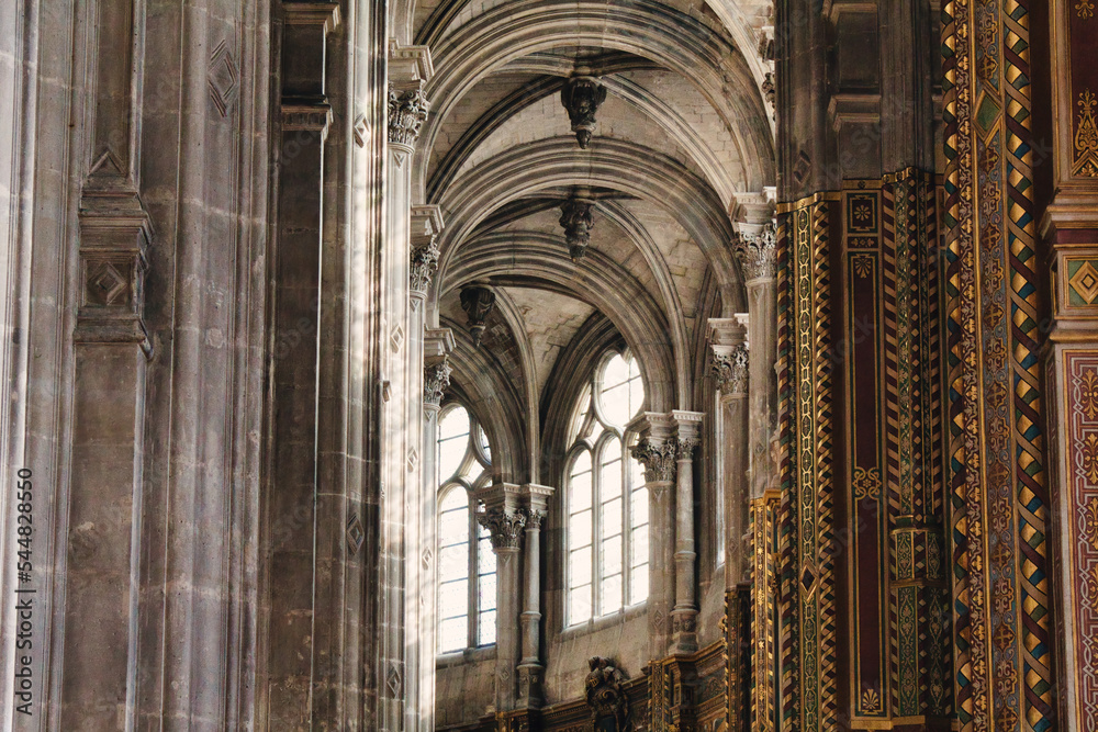 interior of the cathedral in paris