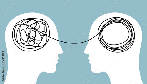 Psychotherapy, unraveling complex situations, concept of social psychiatry. Therapist and patient.