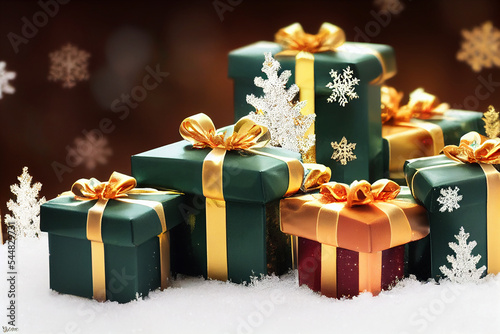christmas present and gift boxes under Christmas tree