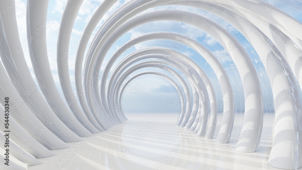 Naklejka premium Abstract architecture background arched interior 3d render