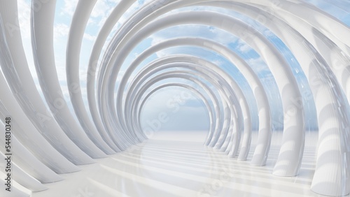 Fototapeta Naklejka Na Ścianę i Meble -  Abstract architecture background arched interior 3d render