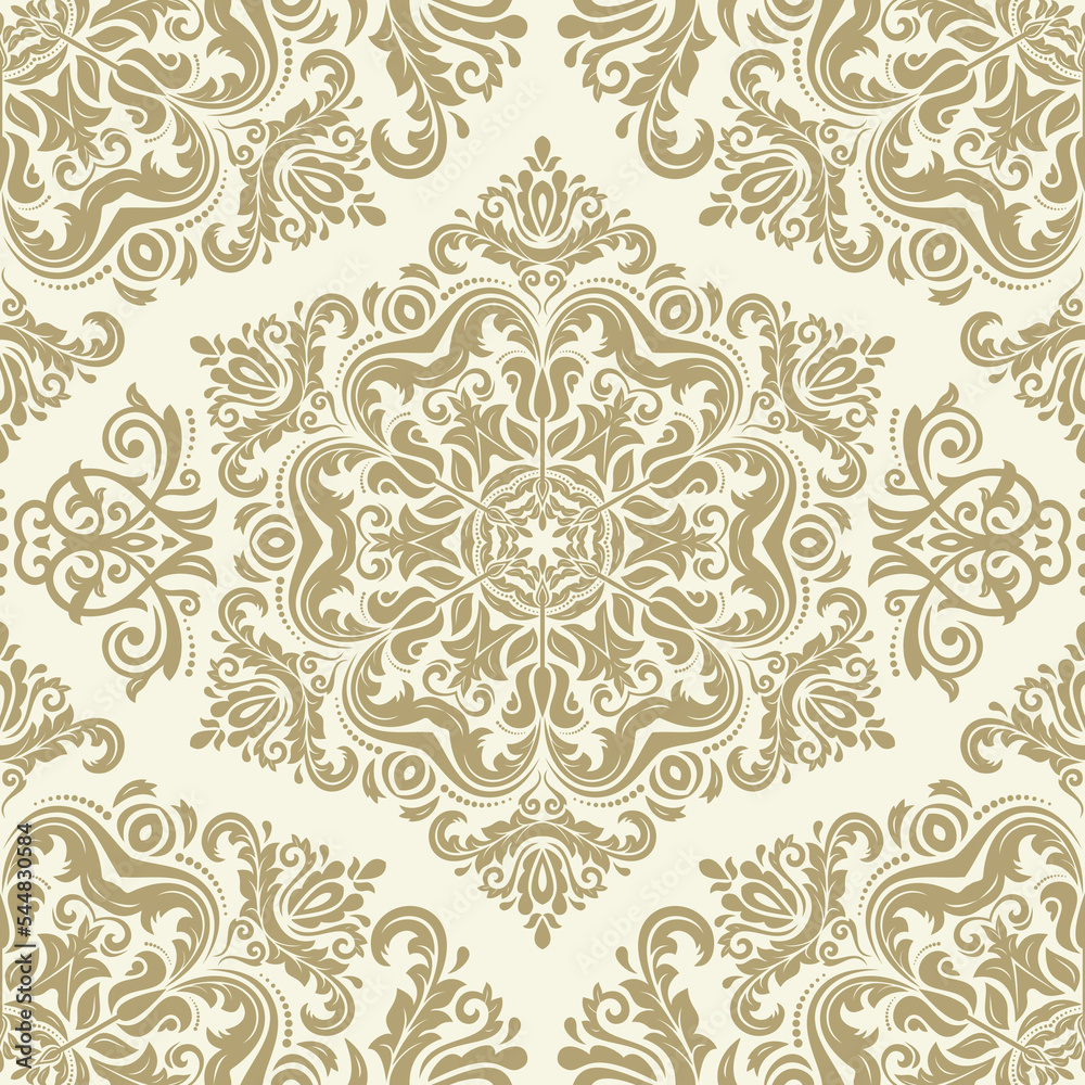Orient golden and white vector classic pattern. Seamless abstract background with vintage elements. Orient pattern. Ornament for wallpapers and packaging